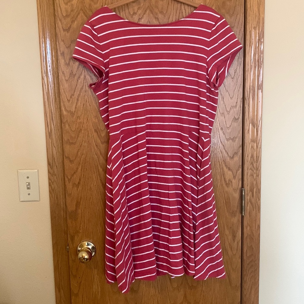 Chaps cotton dress red and white stripe, XL
